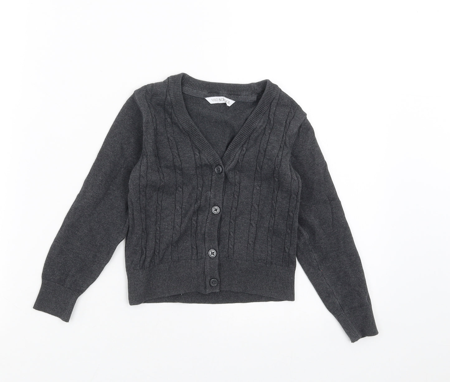 Marks and Spencer Girls Grey   Cardigan Jumper Size 3-4 Years  - school wear