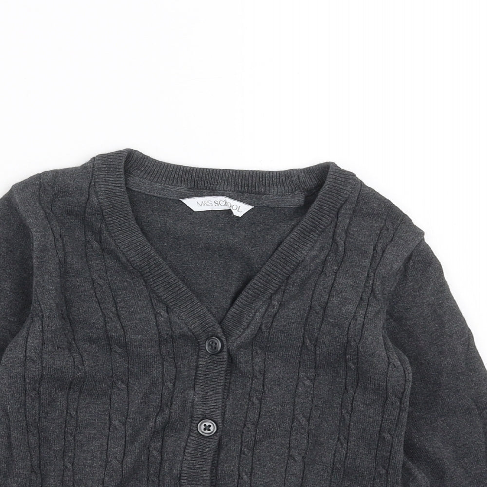 Marks and Spencer Girls Grey   Cardigan Jumper Size 3-4 Years  - school wear