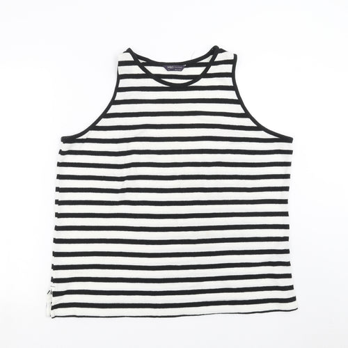 Marks and Spencer Womens White Striped Knit Pullover Jumper Size 18