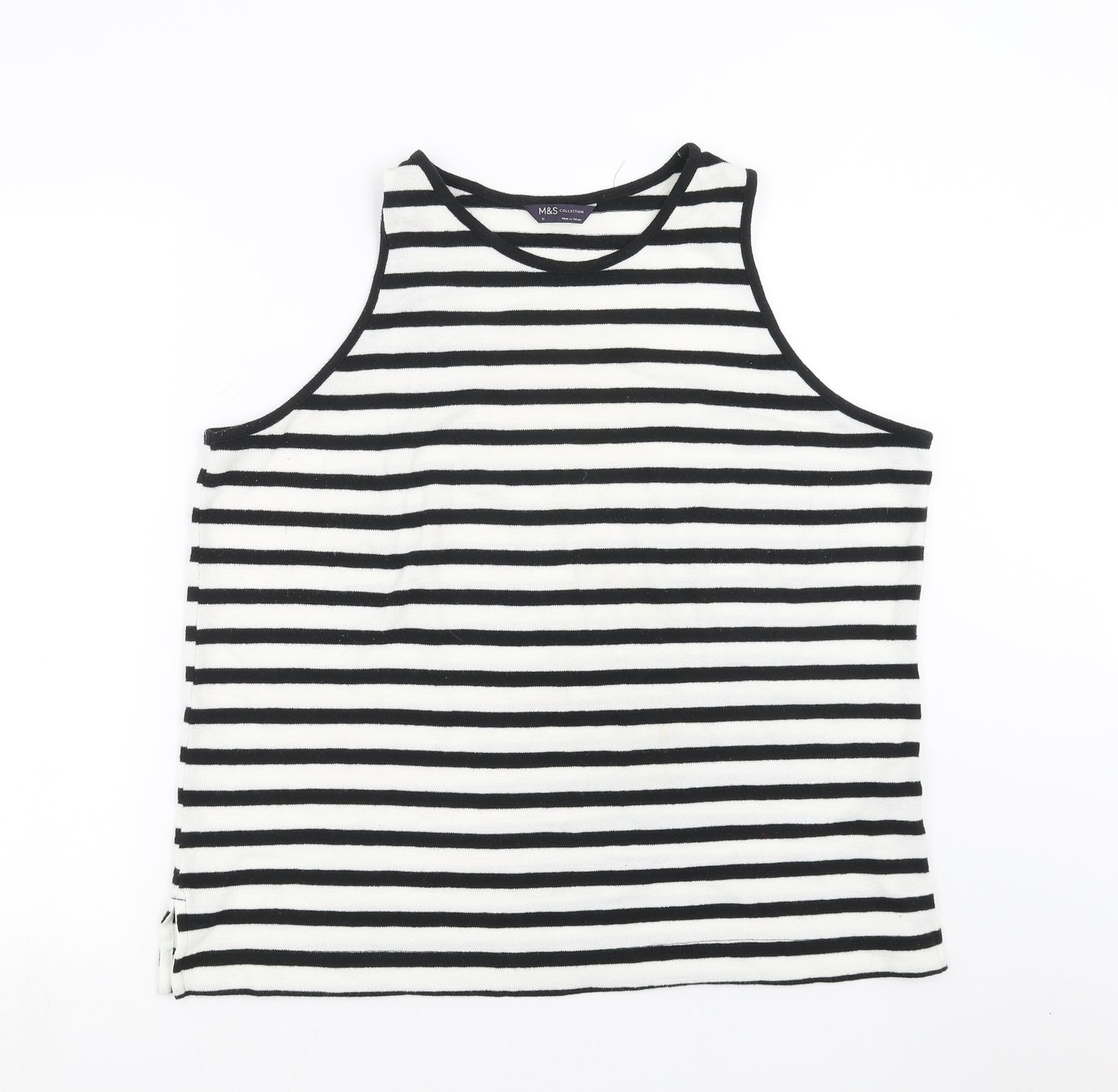 Marks and Spencer Womens White Striped Knit Pullover Jumper Size 18