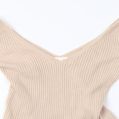 H&M Womens Beige  Knit Pullover Sweatshirt Size S