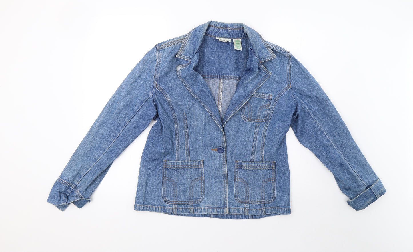 bills blass Womens Blue  Denim Jacket Blazer Size 14