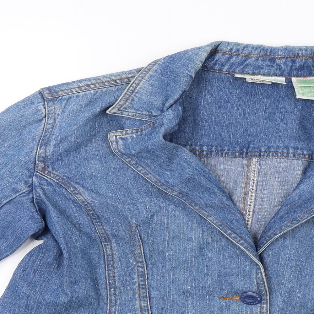 bills blass Womens Blue  Denim Jacket Blazer Size 14