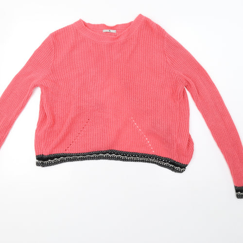 sainsburys Womens Pink  Knit Pullover Sweatshirt Size 12