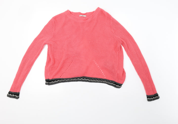 sainsburys Womens Pink Knit Pullover Sweatshirt Size 12