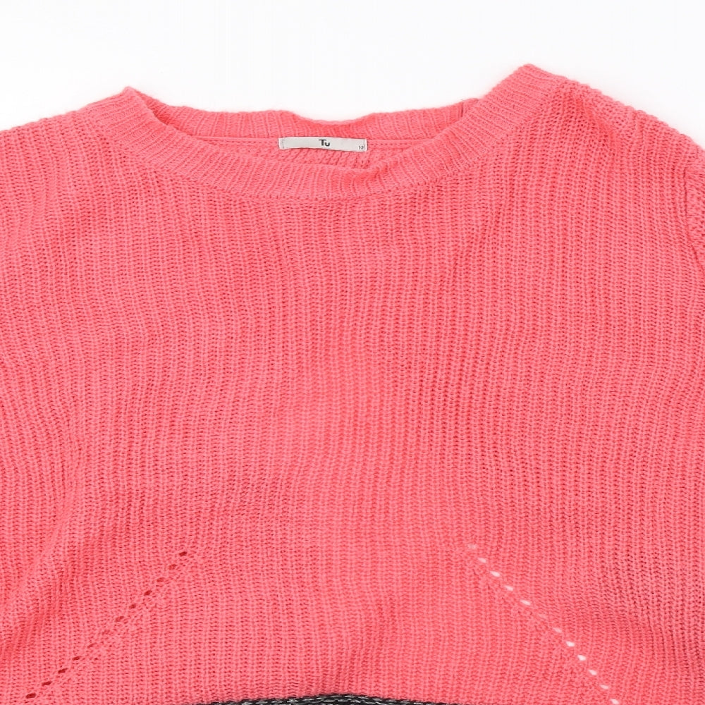 sainsburys Womens Pink  Knit Pullover Sweatshirt Size 12