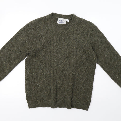 Topman Mens Green Geometric Knit Pullover Sweatshirt Size S
