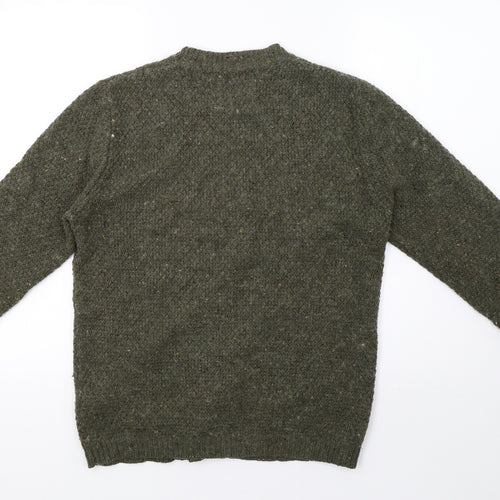 Topman Mens Green Geometric Knit Pullover Sweatshirt Size S