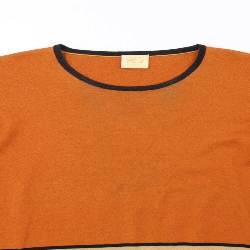 Country Casuals Womens Orange Striped Knit Pullover Sweatshirt Size L