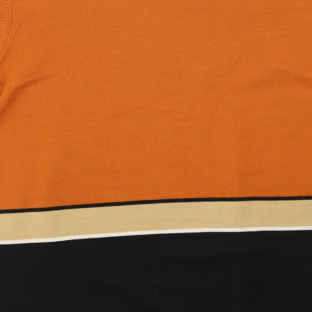 Country Casuals Womens Orange Striped Knit Pullover Sweatshirt Size L