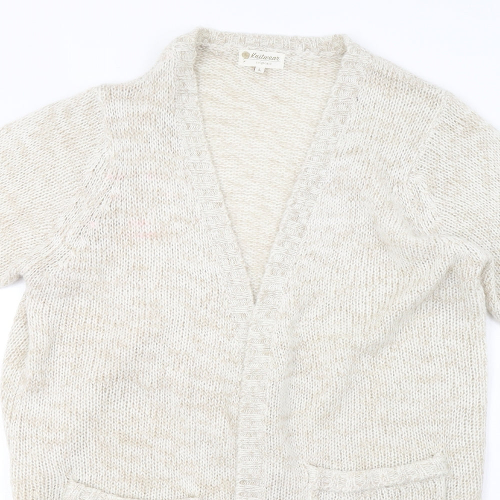knitwear original Womens Beige  Knit Cardigan Jumper Size L  - 44inch