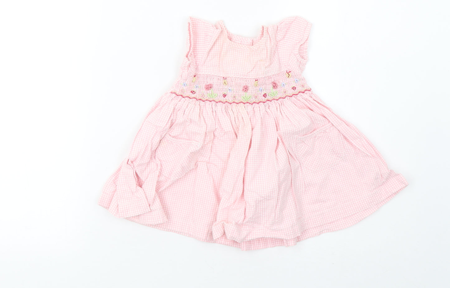 Marks and Spencer Girls Pink Check  A-Line  Size 3-6 Months