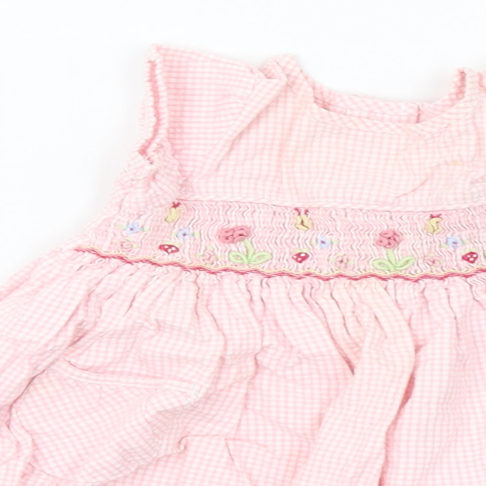 Marks and Spencer Girls Pink Check  A-Line  Size 3-6 Months