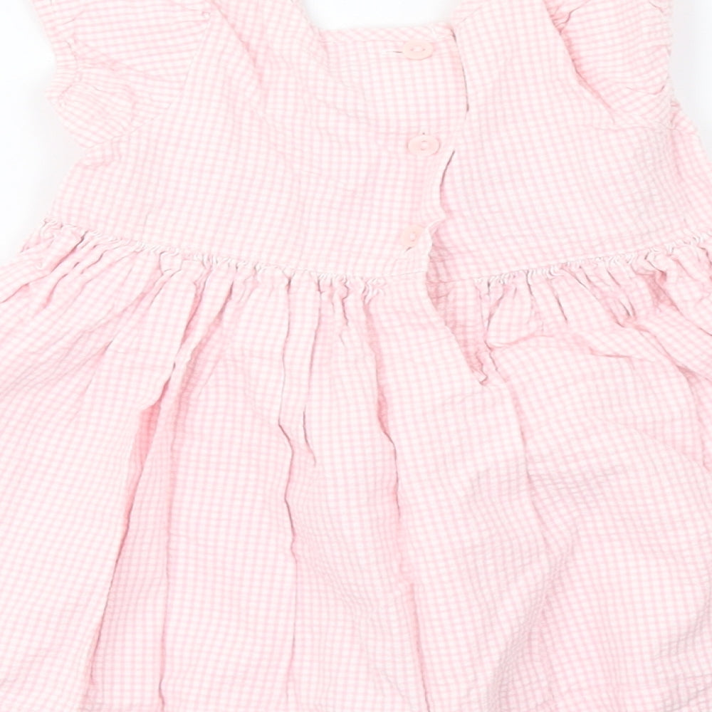 Marks and Spencer Girls Pink Check  A-Line  Size 3-6 Months