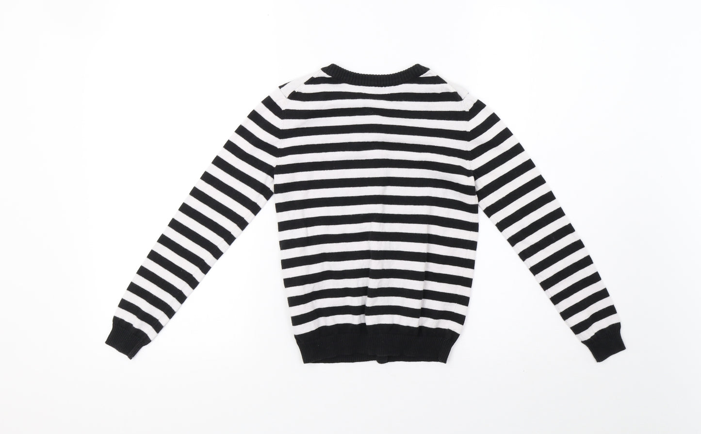 Gap Girls White Striped Knit Cardigan Jumper Size 8-9 Years