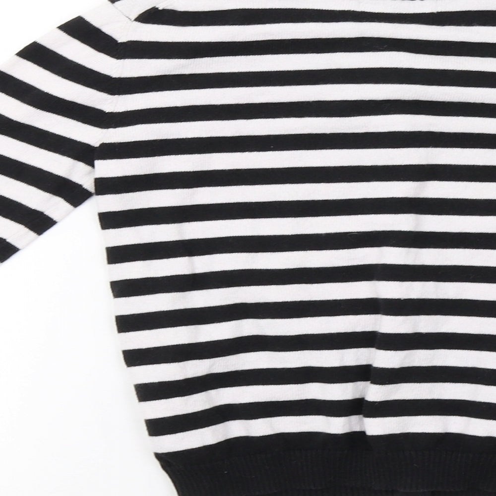 Gap Girls White Striped Knit Cardigan Jumper Size 8-9 Years