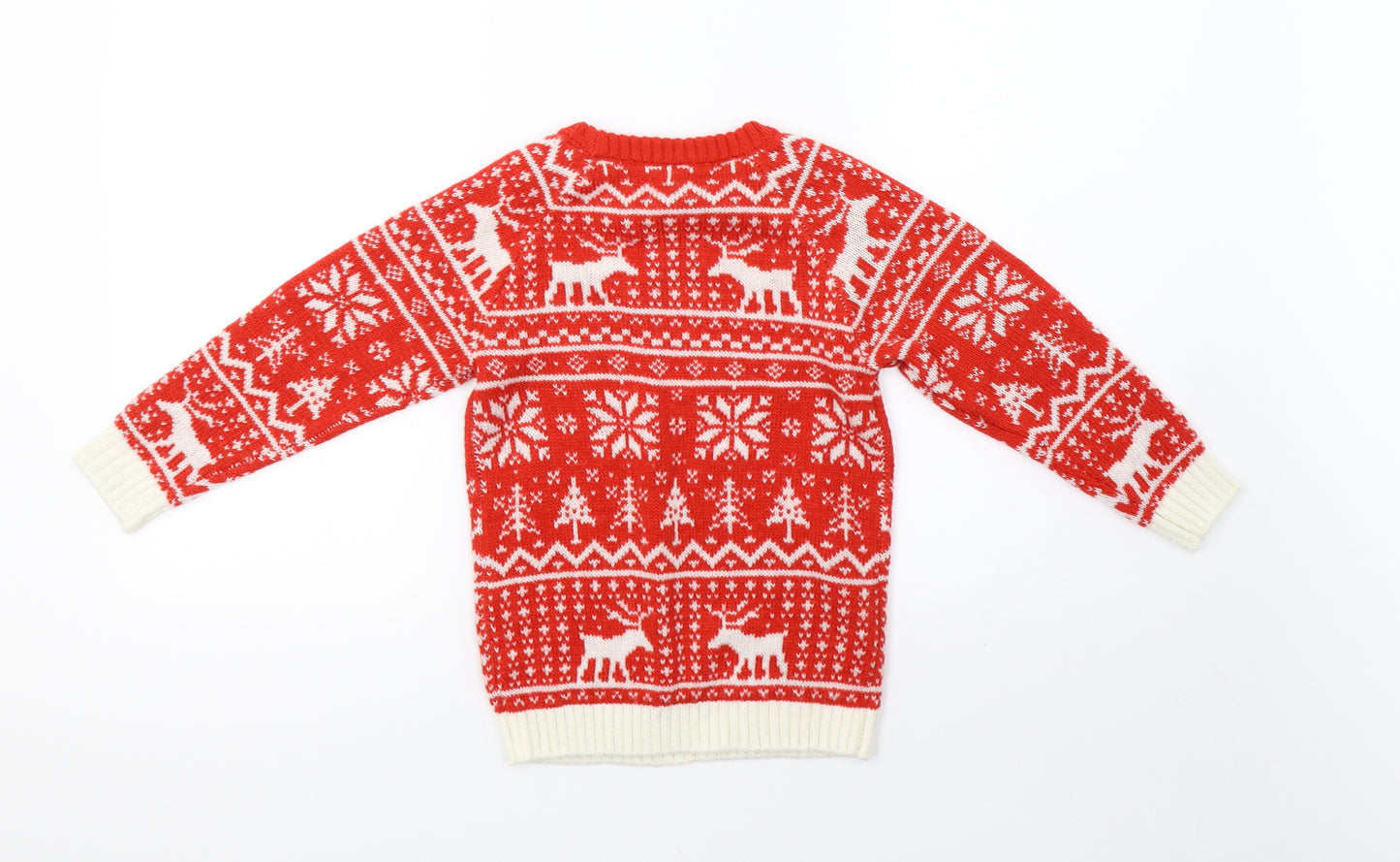 sainsburys Boys Red Geometric Knit Pullover Sweatshirt Size 5-6 Years  - christmas