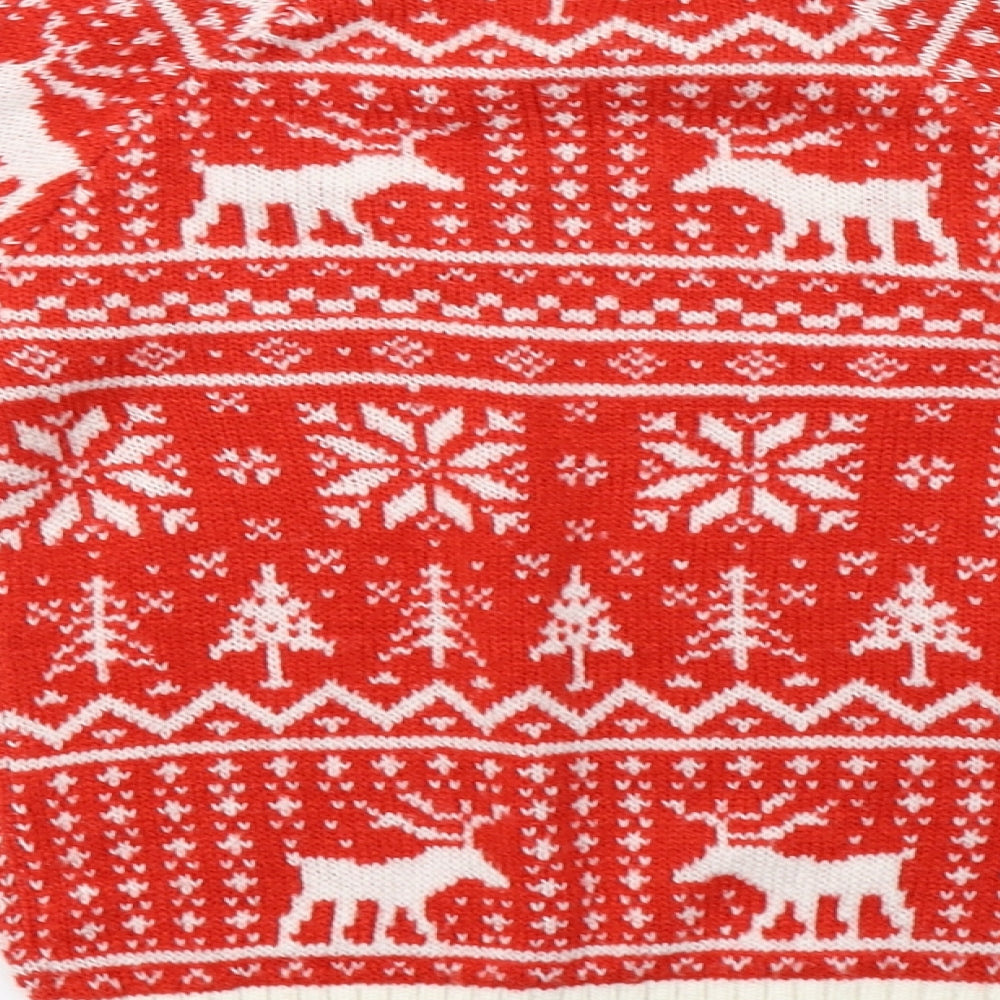 sainsburys Boys Red Geometric Knit Pullover Sweatshirt Size 5-6 Years  - christmas