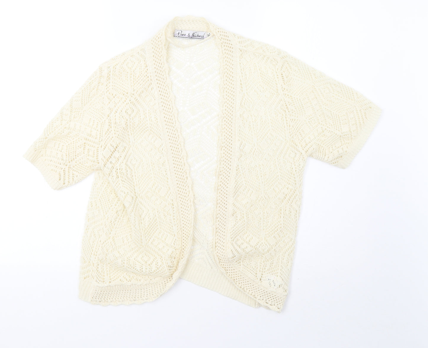 Preworn Womens White  Knit Cardigan Jumper Size L