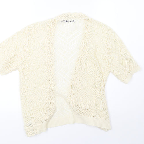 Preworn Womens White  Knit Cardigan Jumper Size L