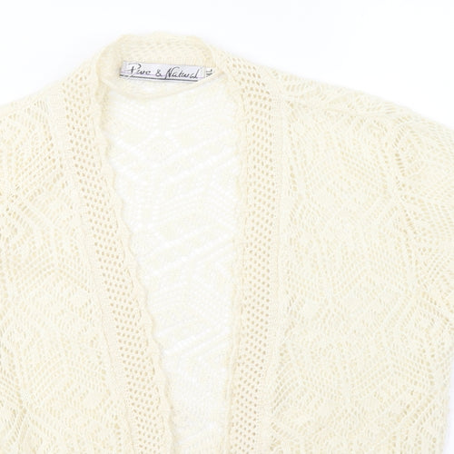 Preworn Womens White  Knit Cardigan Jumper Size L