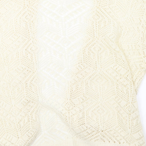 Preworn Womens White  Knit Cardigan Jumper Size L