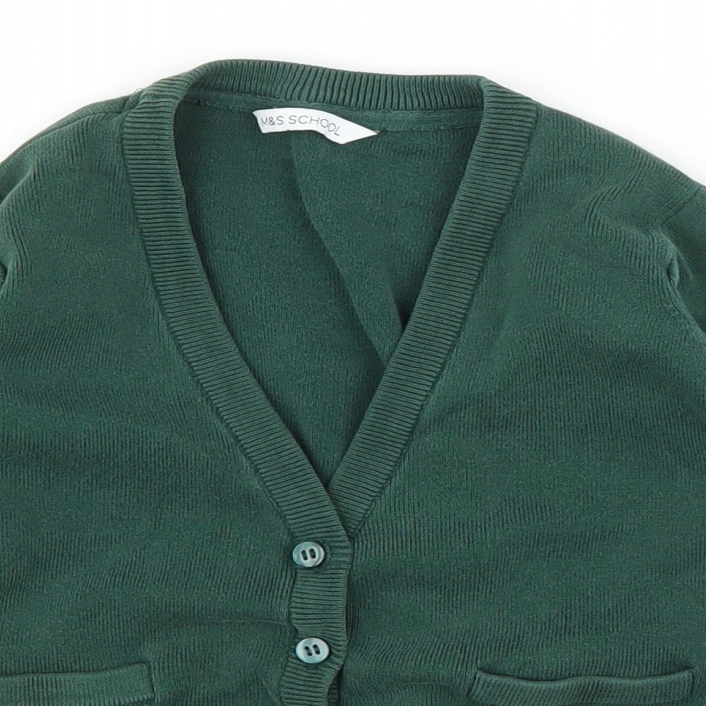M&S Girls Green   Cardigan Jumper Size 6-7 Years