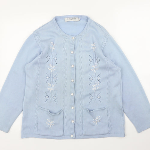 Beau Monde Womens Blue Floral  Cardigan Jumper Size M