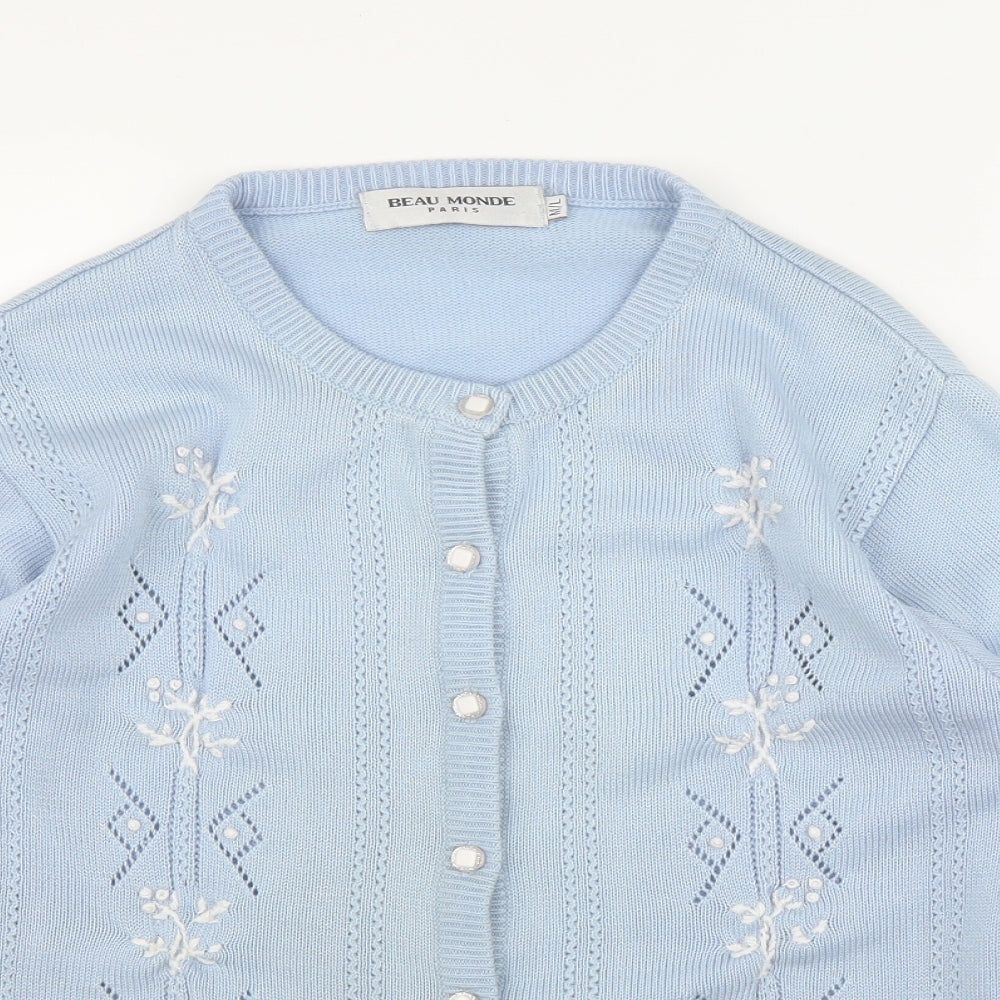 Beau Monde Womens Blue Floral  Cardigan Jumper Size M