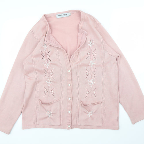 Beau Monde Womens Pink Floral  Cardigan Jumper Size M