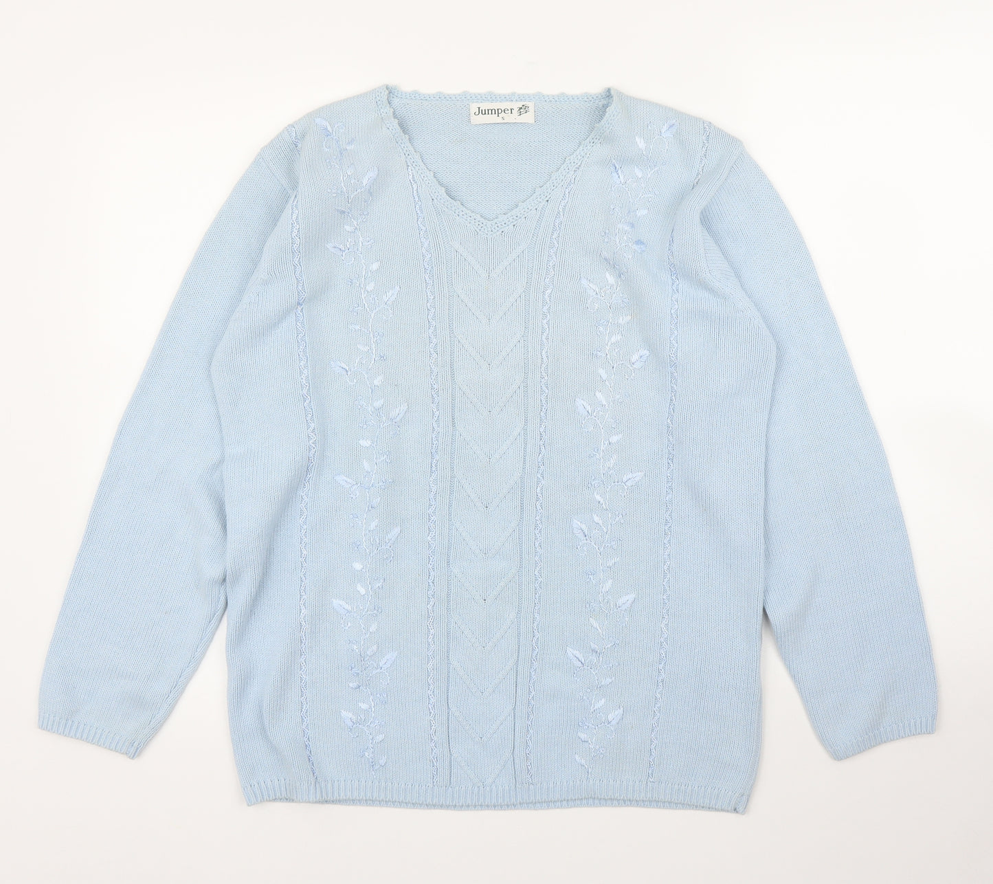 Jumper Womens Blue Floral  Pullover Jumper Size S