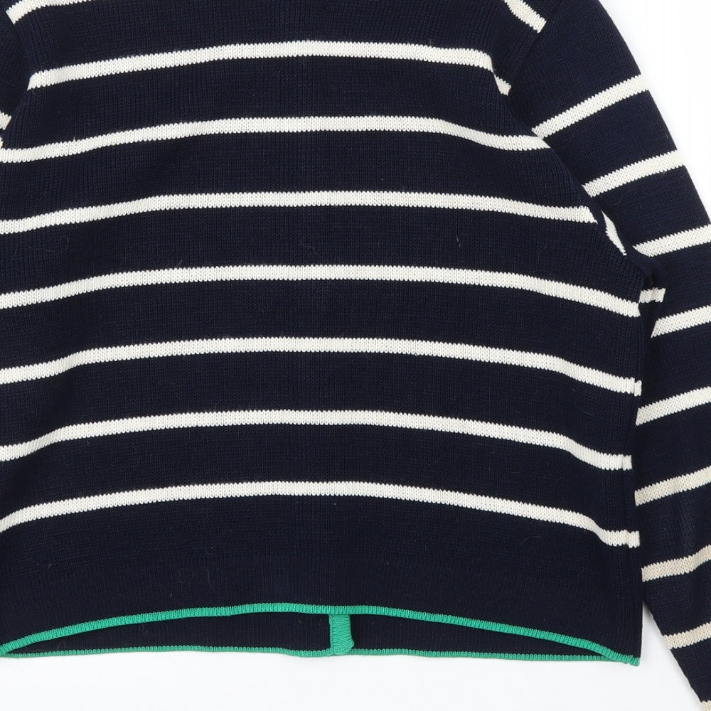 M&S Womens Blue Striped  Cardigan Jumper Size 12