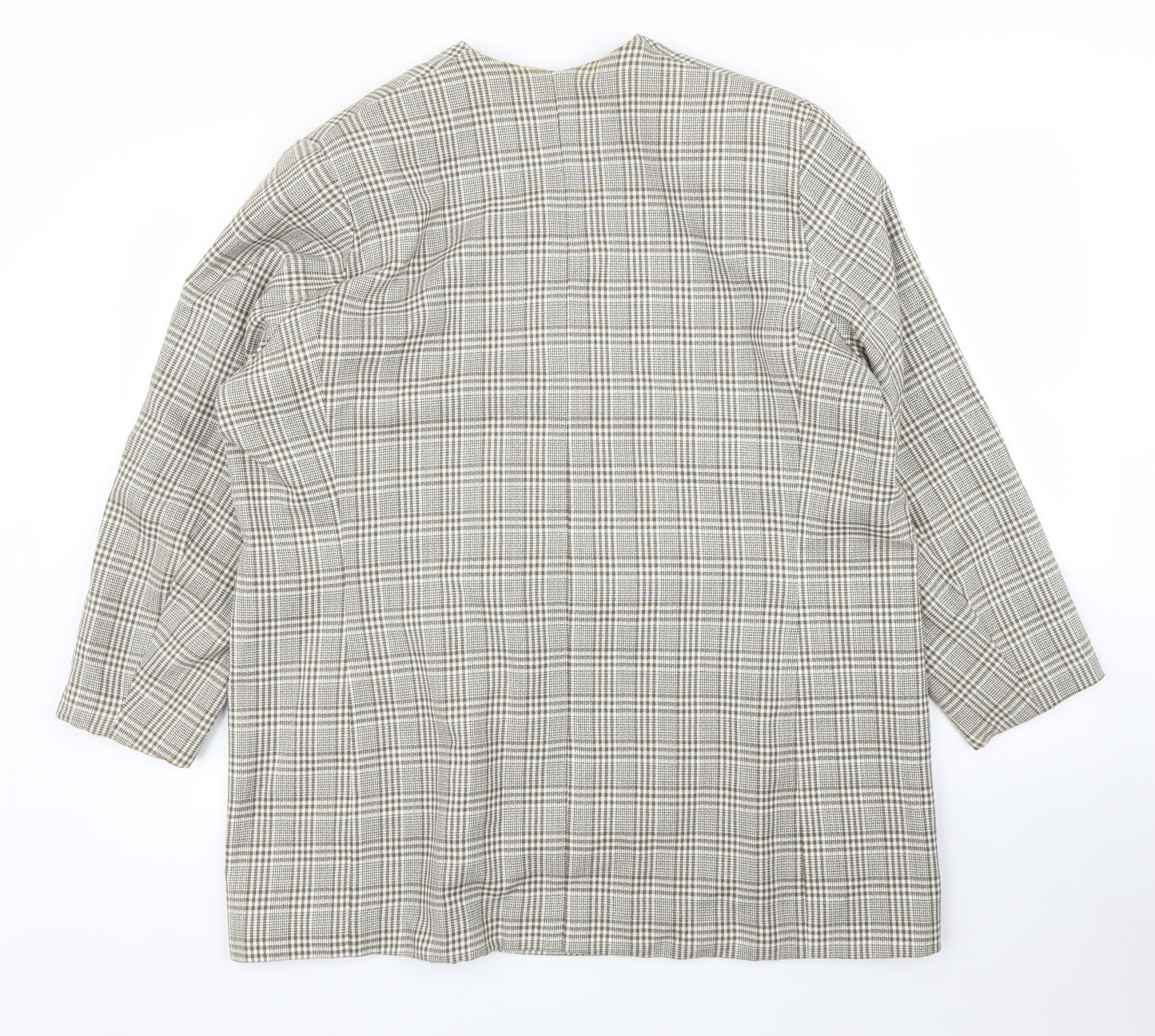 CHAD STEVENS Womens Beige Plaid Rayon Jacket Blazer Size 46