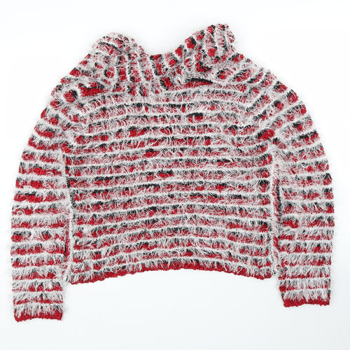 Stephen Y Womens Red Striped  Cardigan Jumper Size M