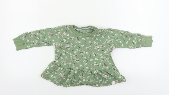 NEXT Girls Green Floral Pullover Jumper Size 2 Years