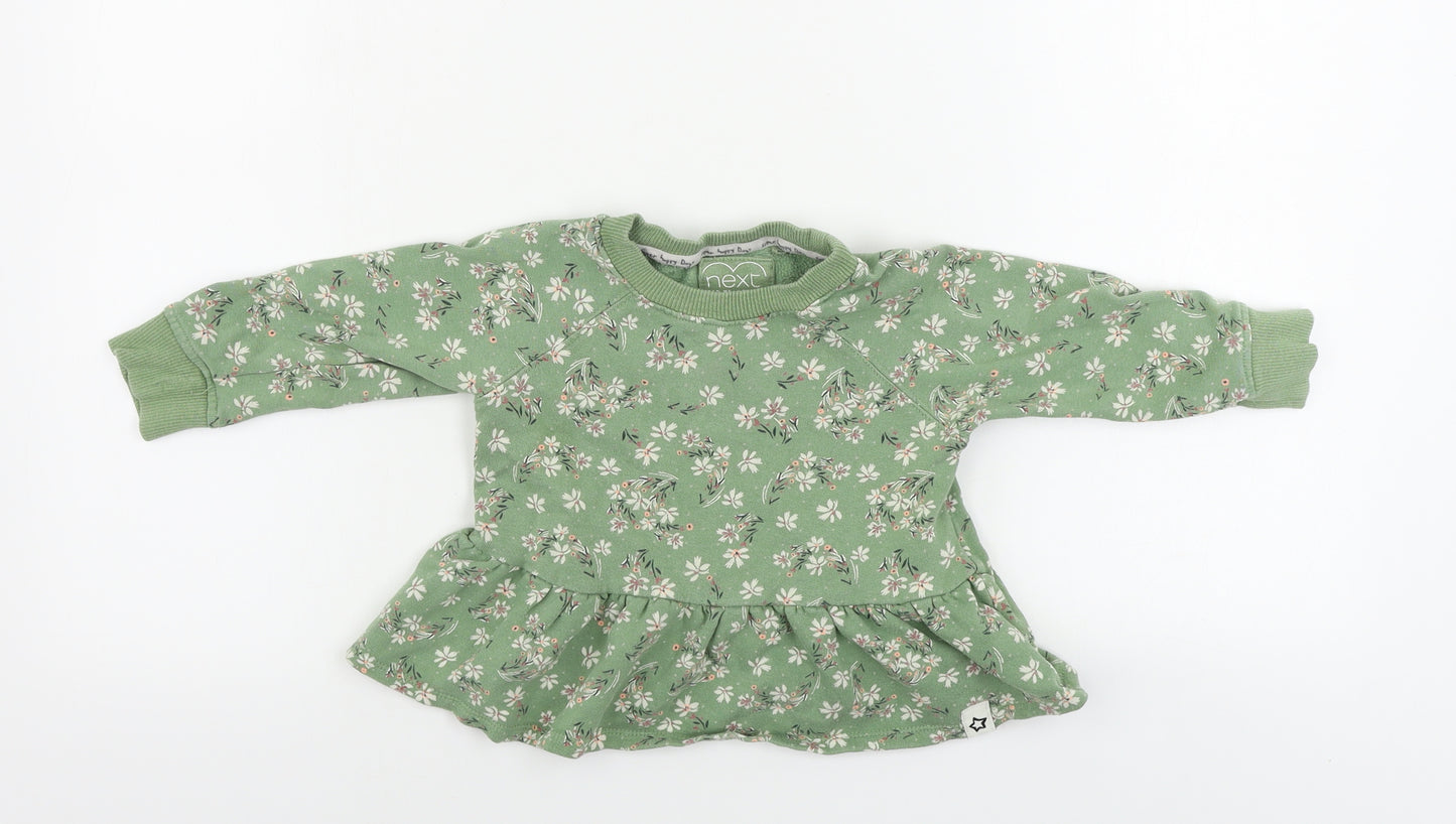 NEXT Girls Green Floral  Pullover Jumper Size 2 Years