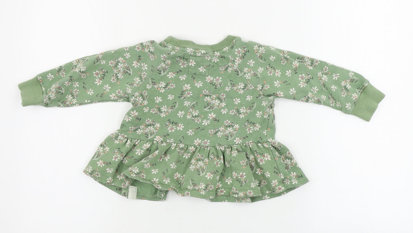 NEXT Girls Green Floral  Pullover Jumper Size 2 Years