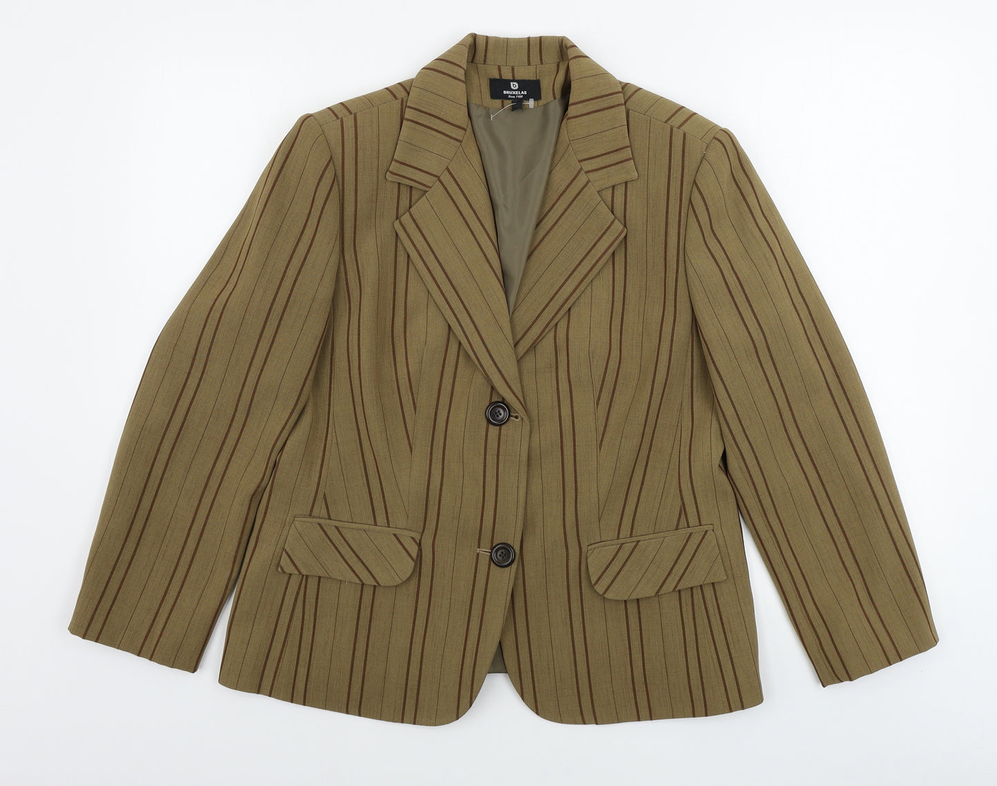 bruxelas Womens Brown Striped  Jacket Blazer Size 38  - 30inch chest