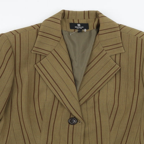bruxelas Womens Brown Striped  Jacket Blazer Size 38  - 30inch chest