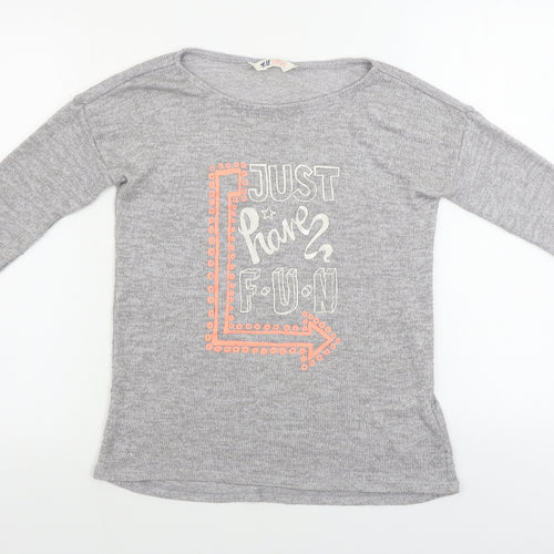H&M  Girls Grey   Pullover Jumper Size 10-11 Years