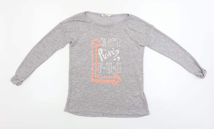 H&M Girls Grey Pullover Jumper Size 10-11 Years