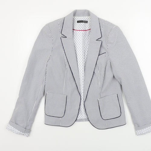 Atmosphere Womens Blue Striped  Jacket Sport Coat Size 12