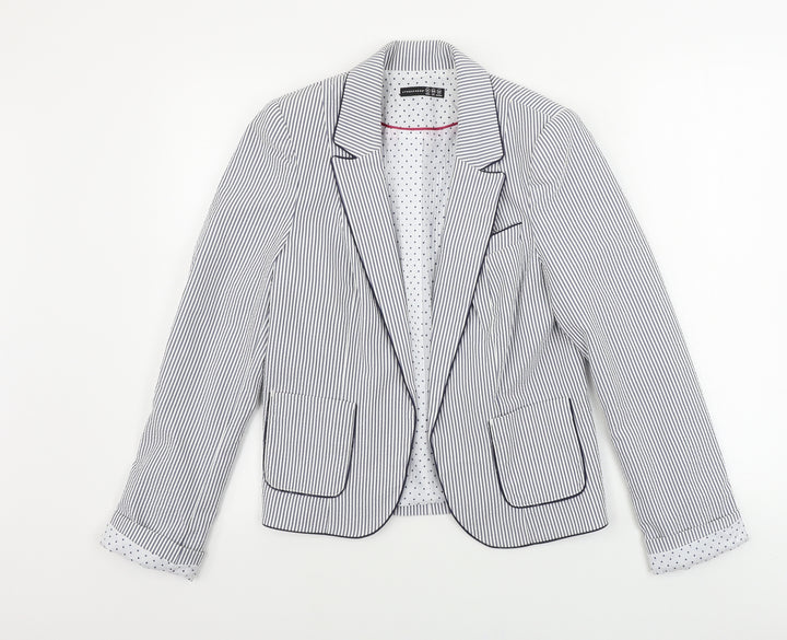 Atmosphere Womens Blue Striped Jacket Sport Coat Size 12