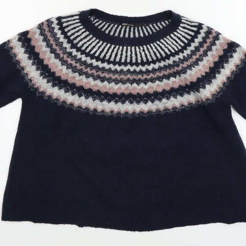 Only Womens Blue Geometric  Pullover Jumper Size S