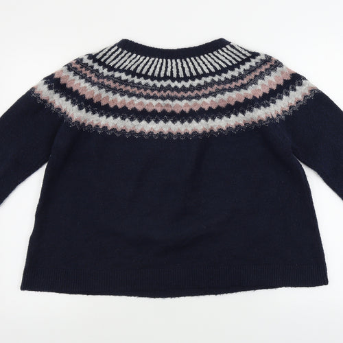Only Womens Blue Geometric  Pullover Jumper Size S