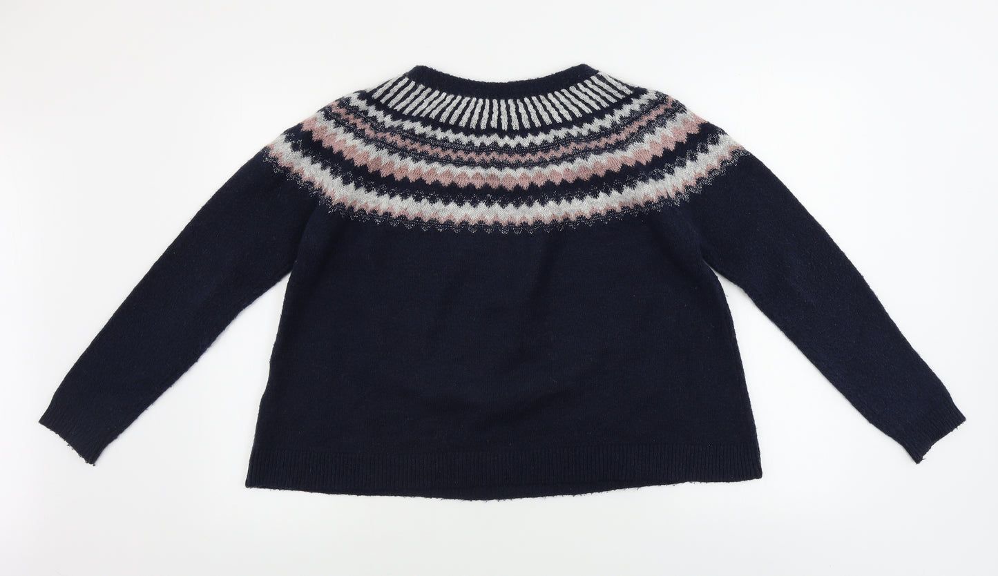 Only Womens Blue Geometric  Pullover Jumper Size S