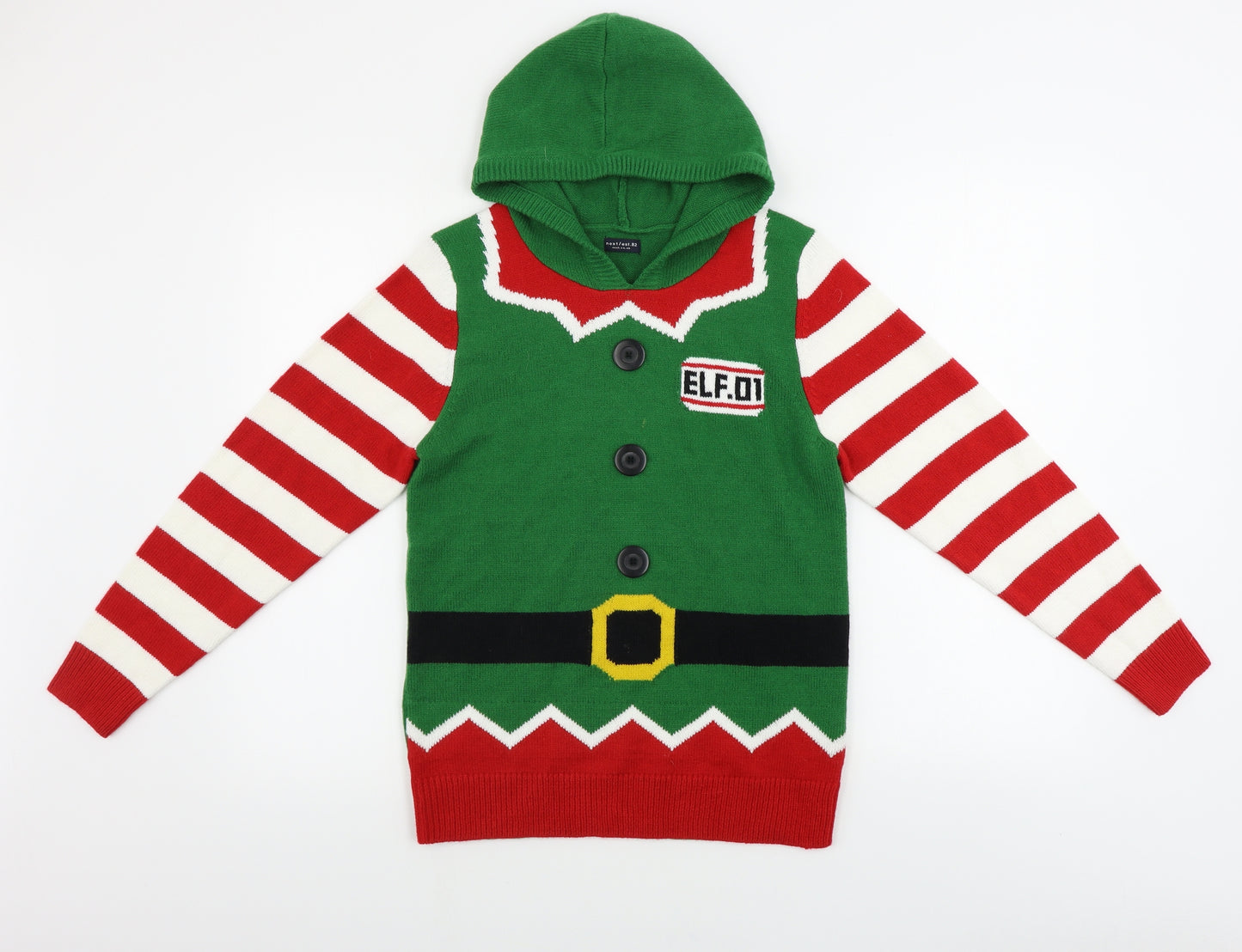 NEXT  Boys Green Striped  Pullover Jumper Size 12 Years  - Christmas Jumper