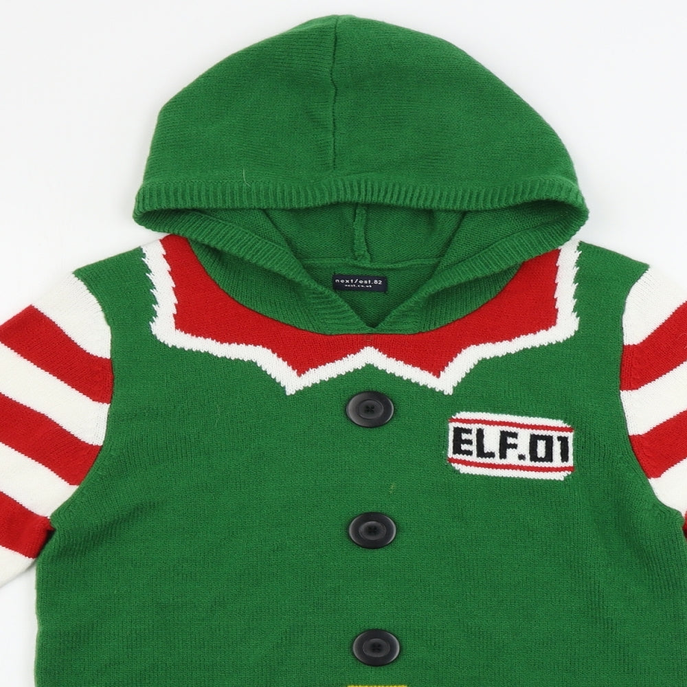 NEXT  Boys Green Striped  Pullover Jumper Size 12 Years  - Christmas Jumper
