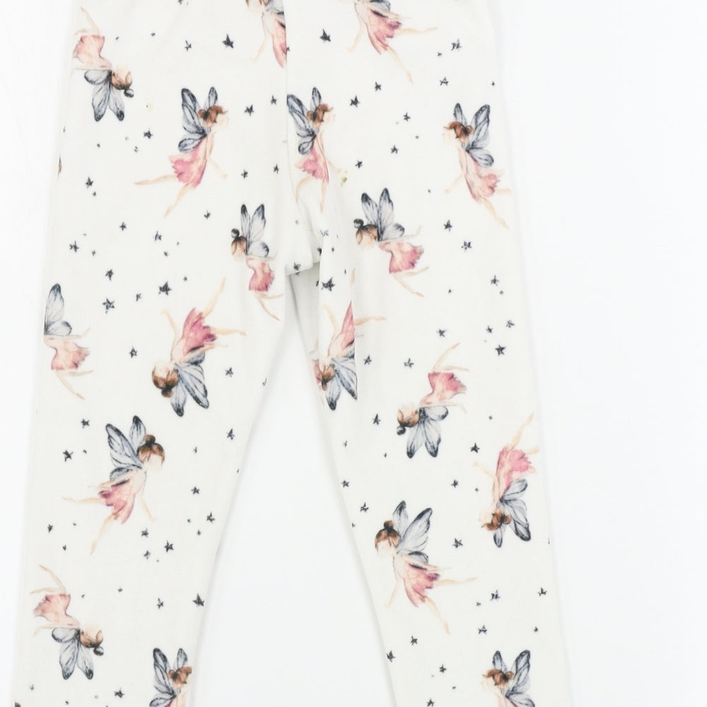 NEXT  Girls White Floral  Sweatpants Trousers Size 4-5 Years