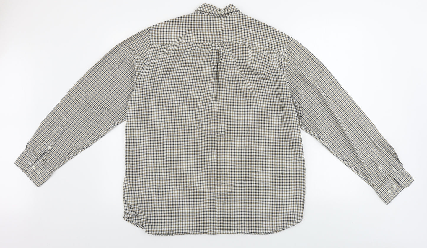 TU Mens Beige Check   Button-Up Size L